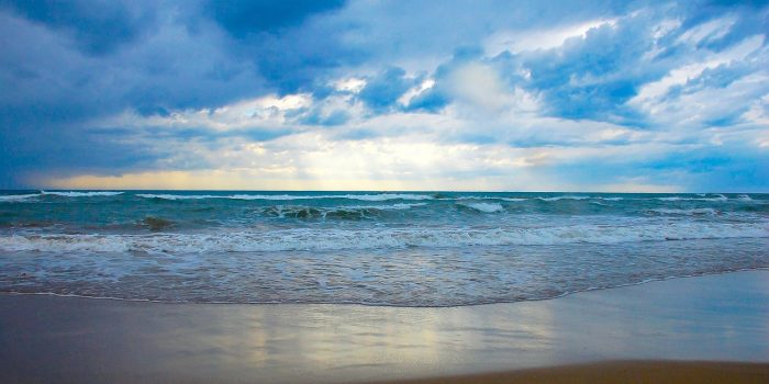 seascape, beautiful coast, sandy beach and waves